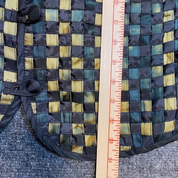 Vintage 80s Effeci Checkerboard Vest Mens Medium Creazioni Black Tie Dye Artsy - Picture 7 of 7